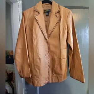 Metrostyle leather blazer jacket with retro collar, size 8 (small)